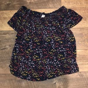 off the shoulder flower shirt!!